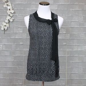 Anthropologie Deletta Black Print Scarf Tie Neck Tank Top S